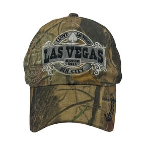 Las Vegas Camo Hat Golden Lion Adjustable Baseball Cap Embroidered Sin City 1911